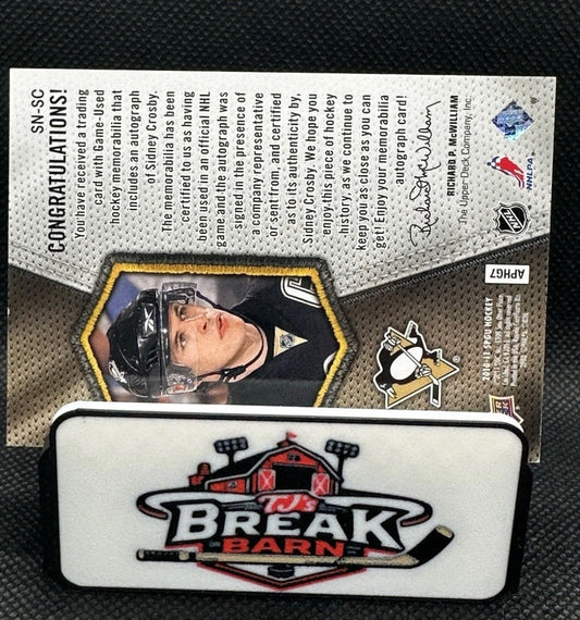 2010/11 Upper Deck SP Game Used Sidney Crosby Patch Auto /87