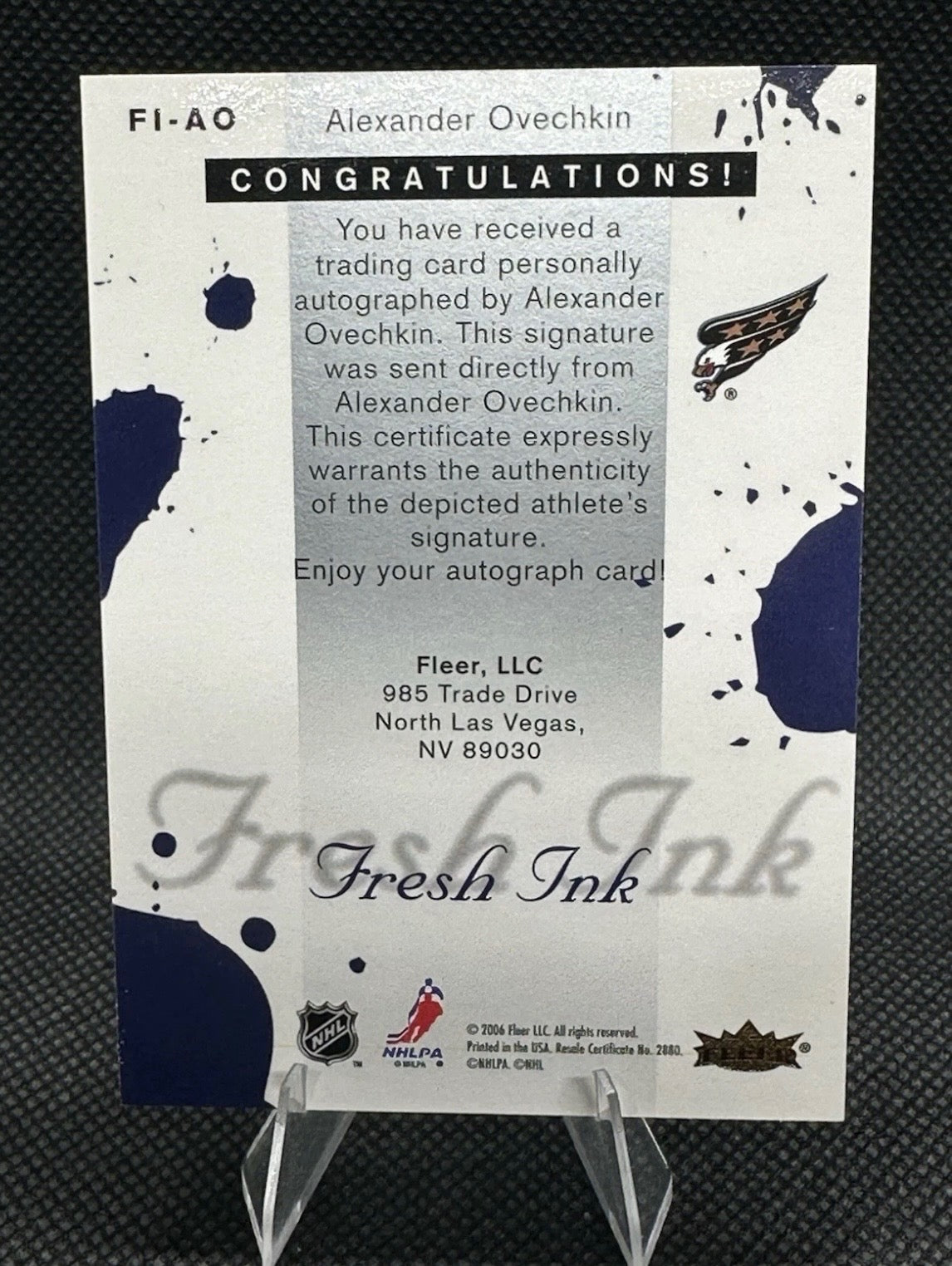 2006 Fleer Ultra Alex Ovechkin Fresh Ink #F1-AO