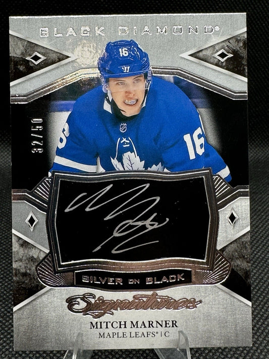 2018/19 Upper Deck Black Diamond Silver On Black Mitch Marner Auto /50