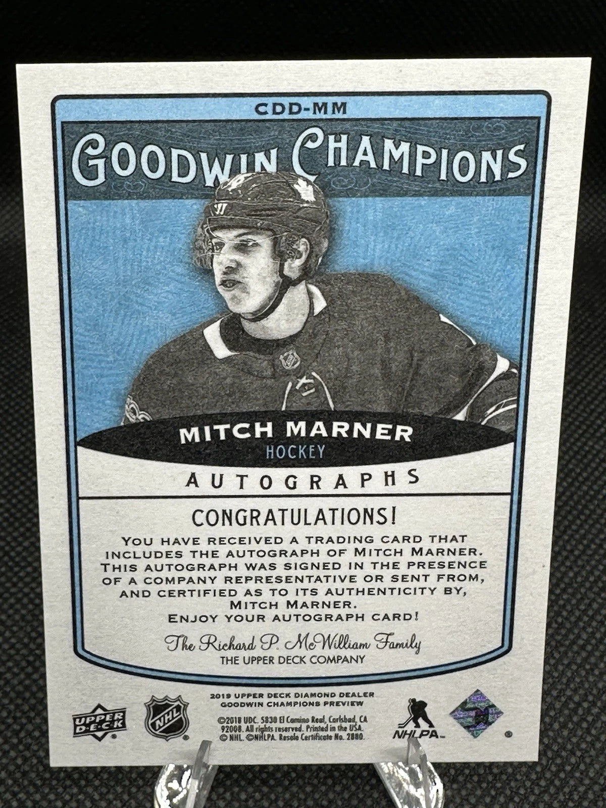 2019 Upper Deck Goodwin Champions Mitch Marner CDD Conference Preview Auto