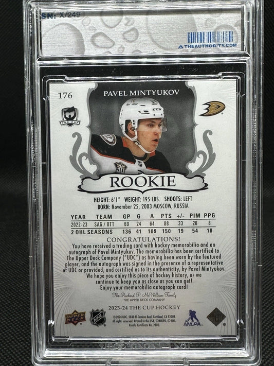 2023-24 Upper Deck THE CUP Hockey #176 Pavel Mintyukov /249 Rookie Patch Auto