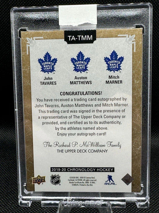 2019/20 Upper Deck Chronology Triple Auto Matthews/Tavares/Marner /15