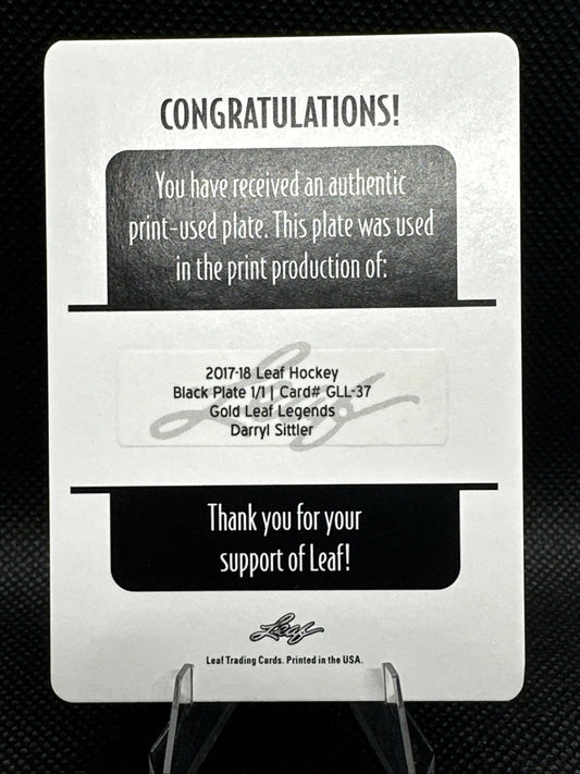 2017/18 Leaf Hockey Black Plate Darryl Sittler 1/1