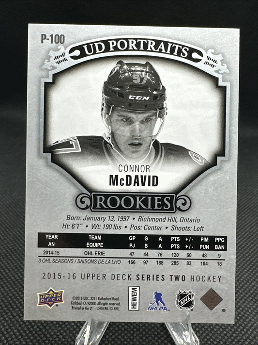2015-16 Upper Deck Series Two Connor McDavid Rookie UD Portraits P-100