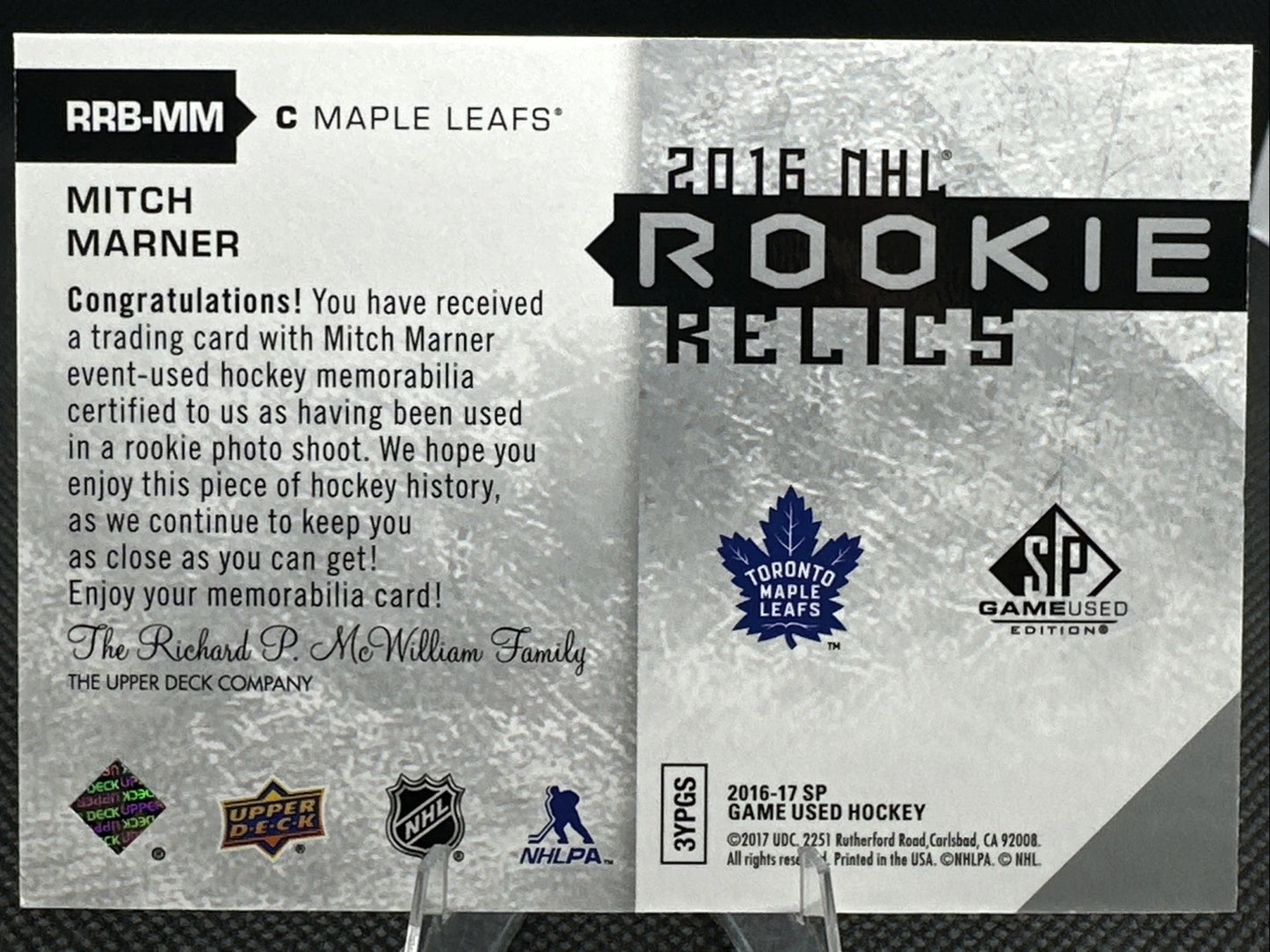 2016-17 Mitch Marner Sp Game Used Rookie Relics/199