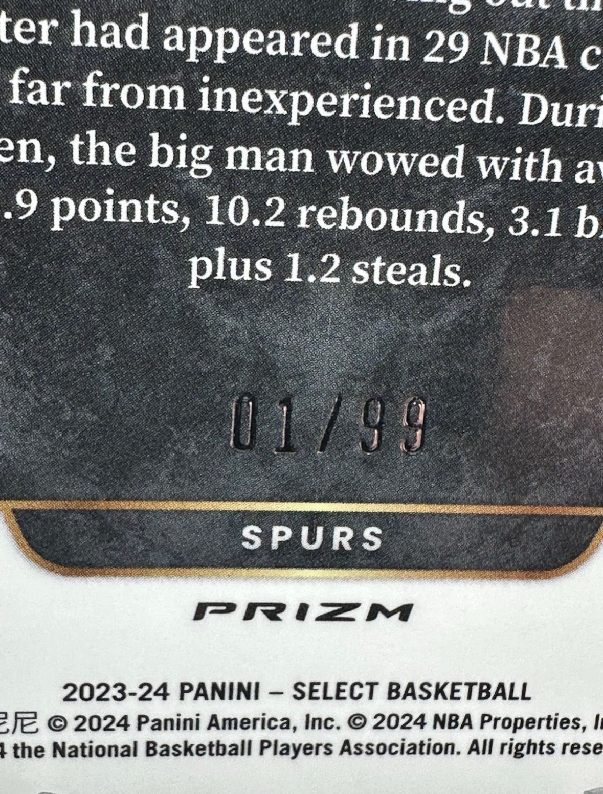 2023-24 Select NBA RC Víctor Wembanyama Blue Tectonic Prizm Concourse #1/99