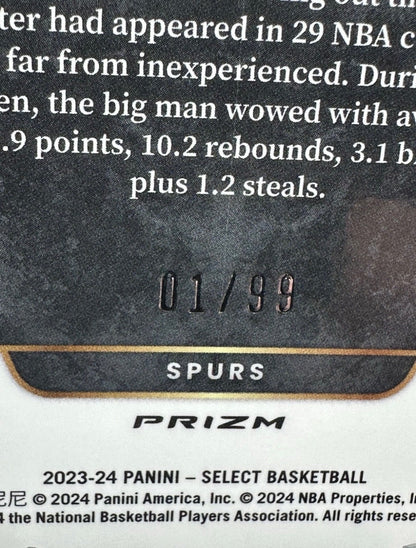 2023-24 Select NBA RC Víctor Wembanyama Blue Tectonic Prizm Concourse #1/99