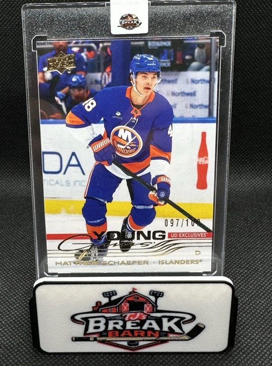 2025/26 Upper Deck Series 2 Matthew Schaefer Young Guns UD Exclusive 97/100