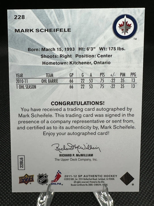 2011/2012 Sp Authentic Future Watch Auto Mark Scheifele /999