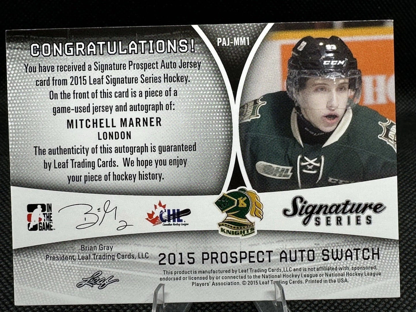 2015 Leaf Prospect Auto Swatch Mitch Marner /3