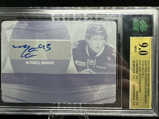 2015 Leaf Signature Series Prospect Auto Jersey Cyan Plate Mitch Marner 1/1