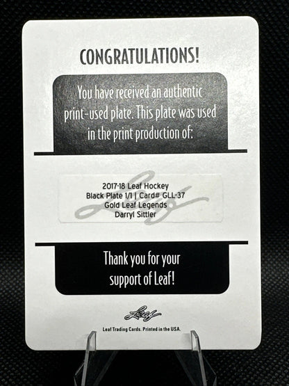 2017/18 Leaf Hockey Black Plate Darryl Sittler 1/1