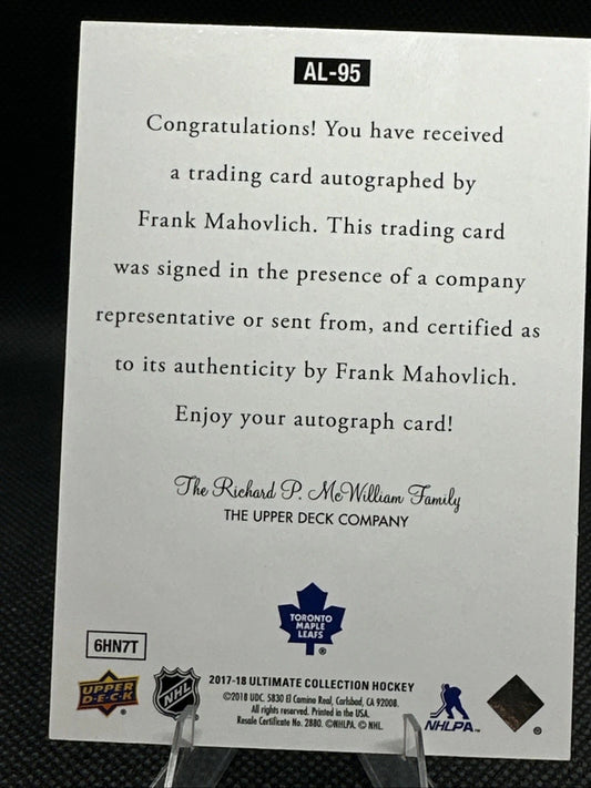 2017/18 Upper Deck Ultimate Collection Frank Mahovlich Auto