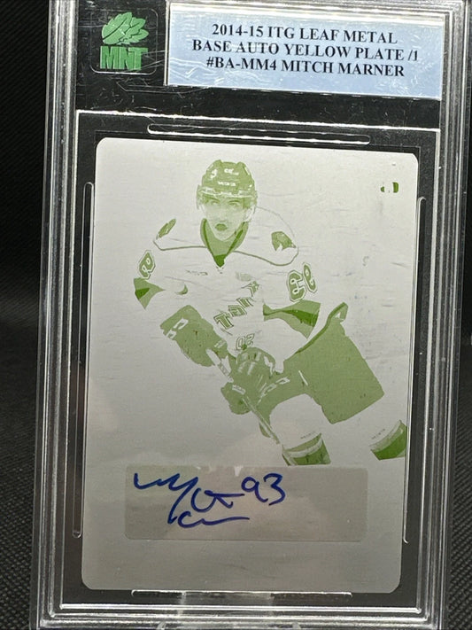 2014/15 ITG Leaf Metal Base Auto Yellow Printing Plate 1/1 Mitch Marner