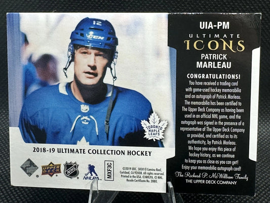 2018/19 Upper Deck Ultimate Icons Patrick Marleau Auto /25