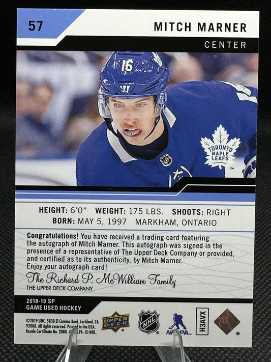 2018-19 SP Game Used Auto Blue Mitch Marner #57