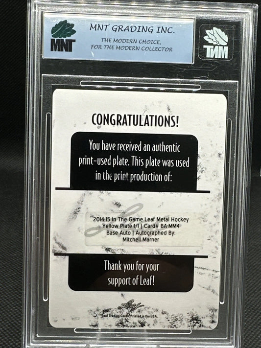 2014/15 ITG Leaf Metal Base Auto Yellow Printing Plate 1/1 Mitch Marner