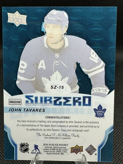 2018/19 Upper Deck Ice John Tavares Sub Zero Auto