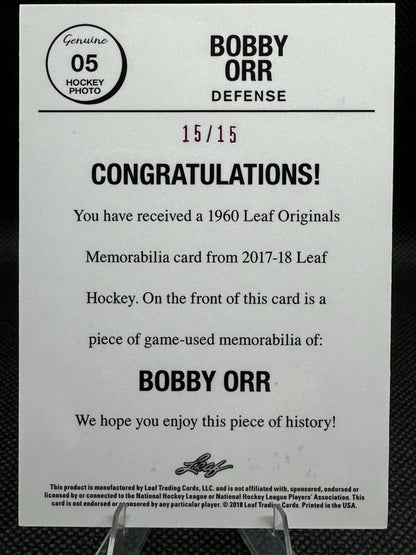 2017/18 Leaf Bobby Orr Game Used Patch From 1960 15/15