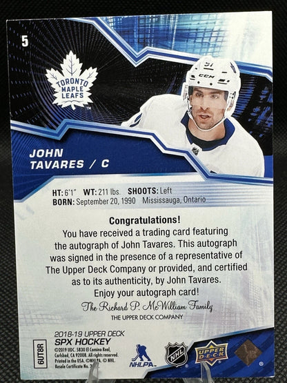 2018/19 Upper Deck SPX John Tavares Auto /49