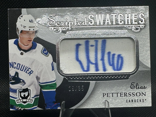 2018 Upper Deck The Cup Elias Pettersson Scripted Swatches Auto Patch Rookie /35